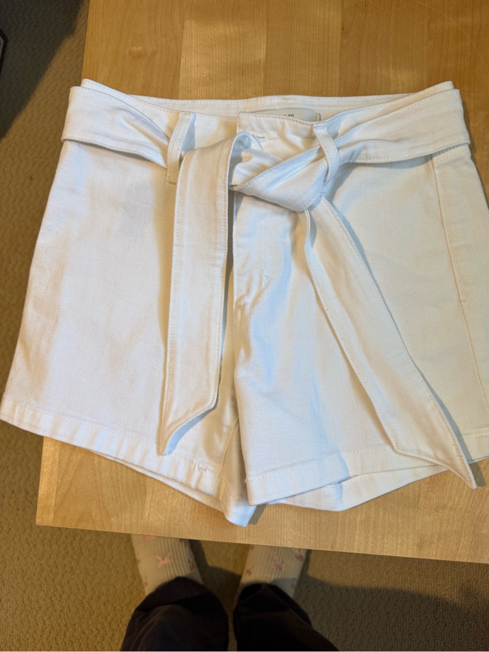 Joe's Jeans Cream High-Waist Tie-Front Shorts